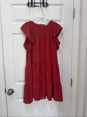 Newbury Kustom Burnt Orange Tiered Ruffle Dress
